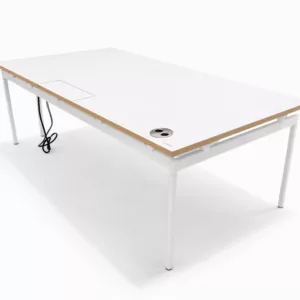 ⸻

Bureau professionnel Steelcase 160x 80 cm blanc avec trappe passe-câbles – mobilier de bureau d’occasion