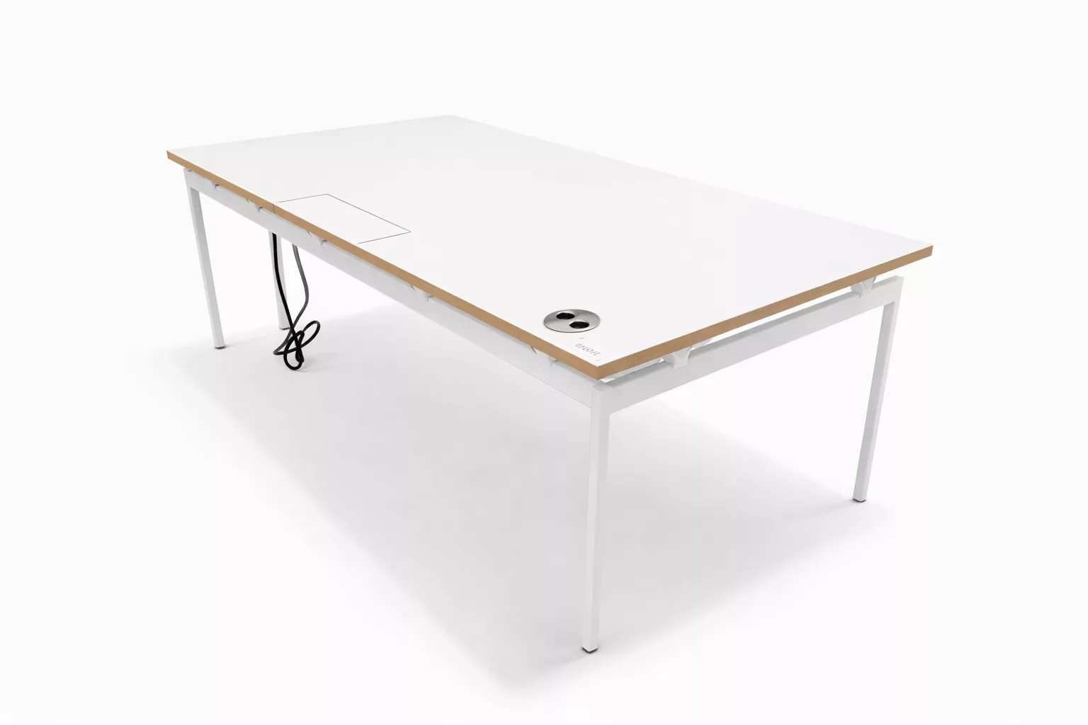 ⸻
Bureau professionnel Steelcase 160x 80 cm blanc avec trappe passe-câbles – mobilier de bureau d’occasion