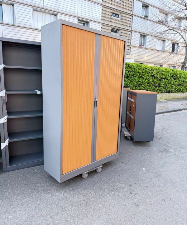 Armoire rideaux métallique 200x120 cm rangement bureau professionnel – Image 4