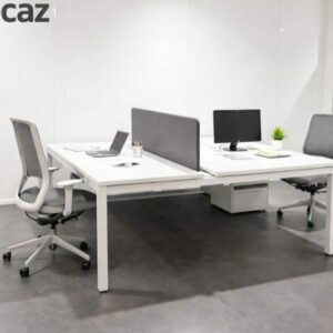 Bureau Face à Face 140x80 cm Blanc avec Séparateur – Open Space Professionnel