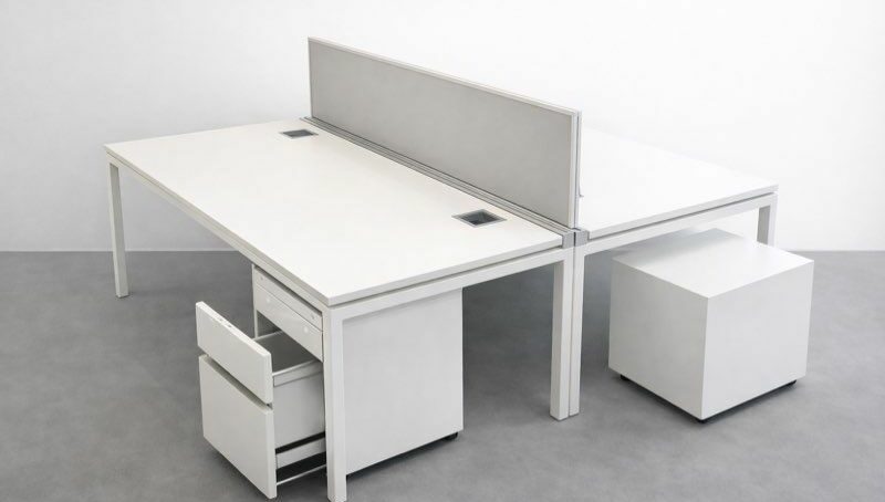 Bench bureau 2 personnes avec séparation + gestion câbles – pro occasion – Image 4