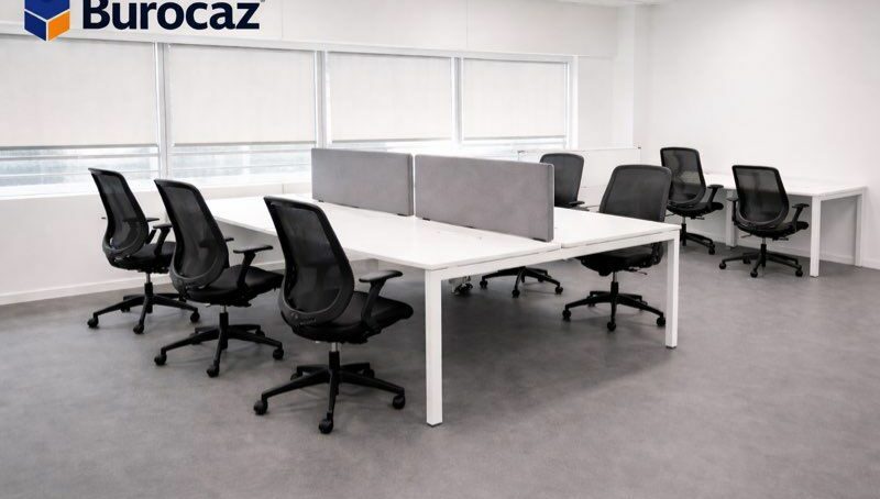 Bench bureau 6 postes face à face 160x80 – Open Space professionnel blanc – Image 2