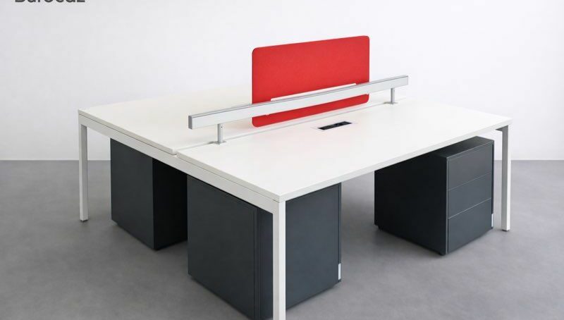 Bench bureau 2 personnes avec séparation + gestion câbles – pro occasion – Image 3