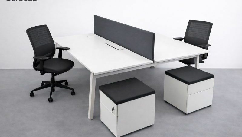 Bureau bench 2 postes open space avec cloison – mobilier pro occasion – Image 3