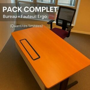 Poste de travail complet 160x80 avec fauteuil ergonomique