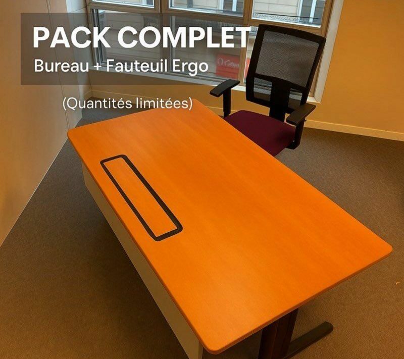 Poste de travail complet 160x80 avec fauteuil ergonomique