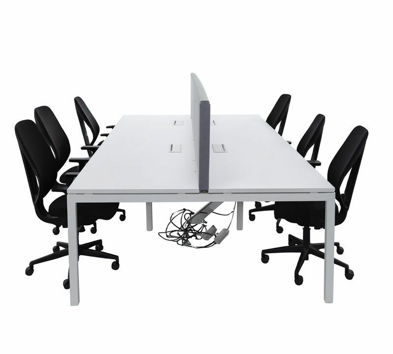 Bench 6 postes – Bureau open space moderne + séparateurs phoniques