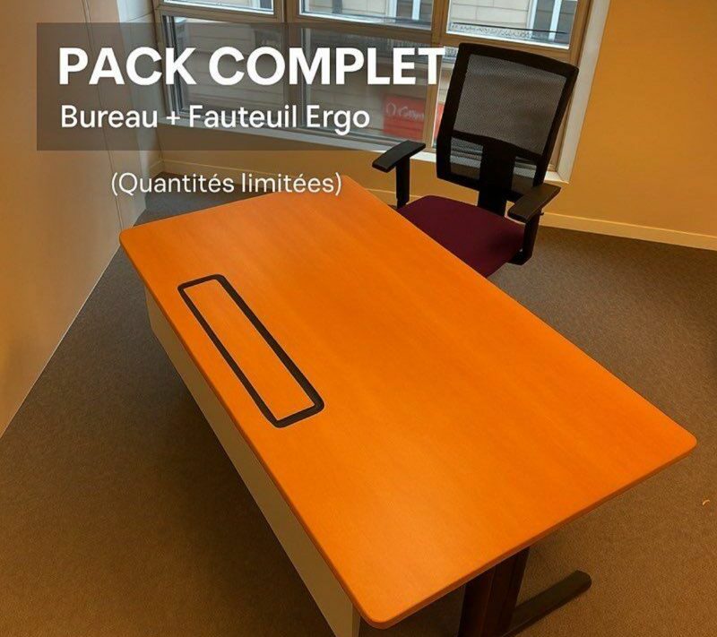 Pack poste de travail professionnel – Mobilier bureau d’occasion – 150 HT