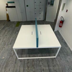 Bureau Bench 1 Poste – 160x80 cm – Blanc – Séparateur Intégré – Mobilier Pro d'Occasion