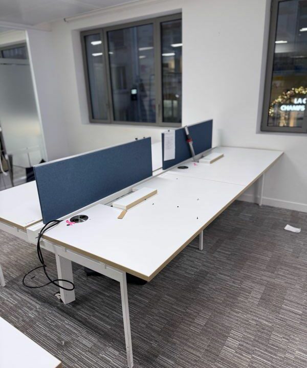 Bureaux bench 4 postes face à face – mobilier professionnel d’occasion – Image 5