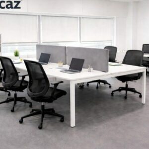 Bench bureau 6 postes face à face 160x80 – Open Space professionnel blanc