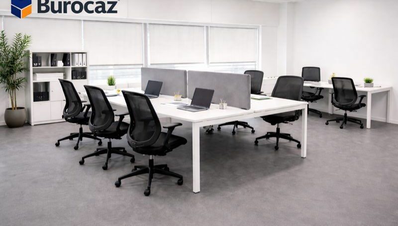 Bench bureau 6 postes face à face 160x80 – Open Space professionnel blanc