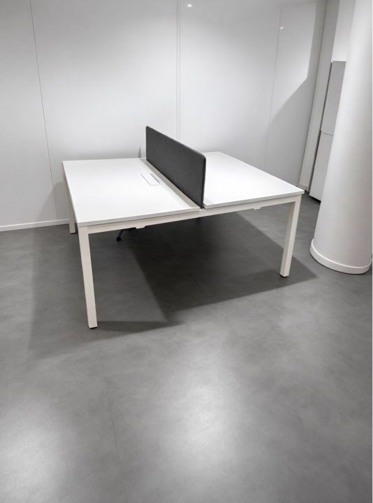 Bureau Face à Face 140x80 cm Blanc avec Séparateur – Open Space Professionnel – Image 3