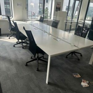 Bureau Bench Face à Face – 160x80 cm – Blanc – Plateau Mélaminé – Open Space