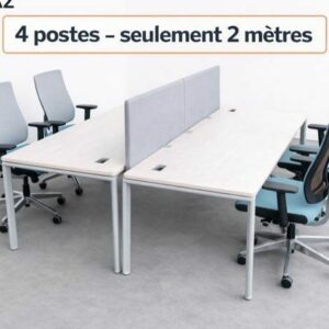 Bench bureau compact 4 postes 200x160 cm