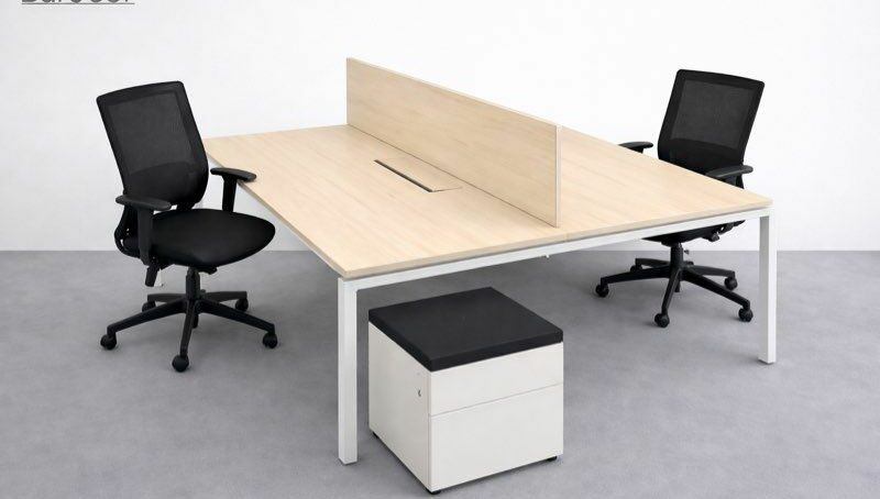 Bench bureau 2 personnes avec séparation + gestion câbles – pro occasion