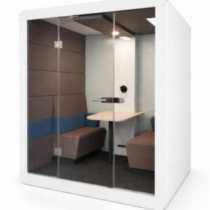 Cabine acoustique 2 places vitrée avec table intégrée – open space – occasion professionnelle