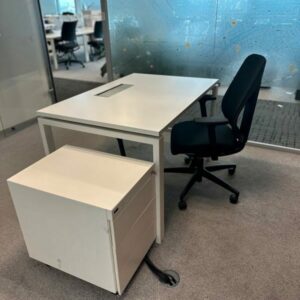 Postes de Travail Complet pour une Personne - Bureau, Fauteuil Ergonomique, Caisson