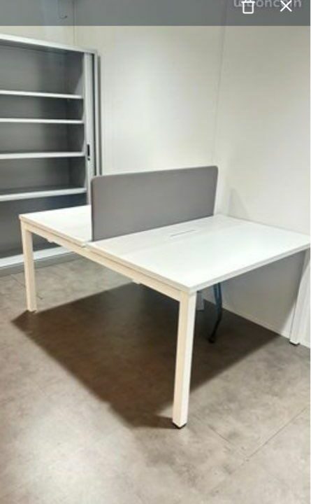 Bureau Face à Face 140x80 cm Blanc avec Séparateur – Open Space Professionnel – Image 4